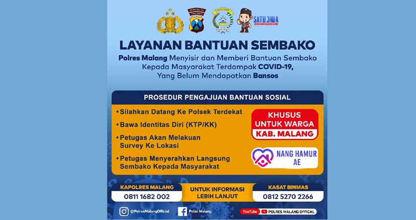 Informasi Layanan Paket Sembako Polres Malang. (Humas Polres Malang)