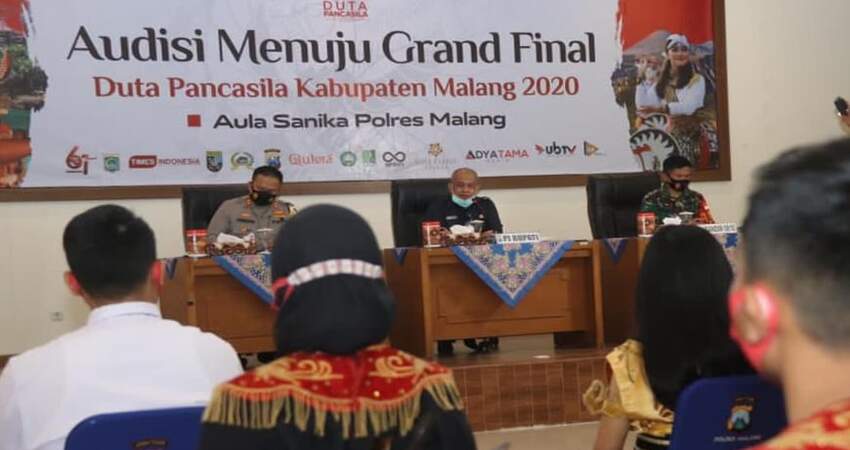 Pembekalan duta Pancasila Kabupaten Malang yang digelar di Aula Sanika Satyawada Polres Malang.