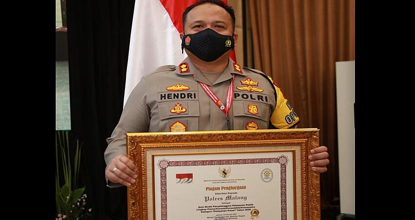 Polres Malang Dapat Penghargaan Predikat A Dalam Pelayanan Prima 2020