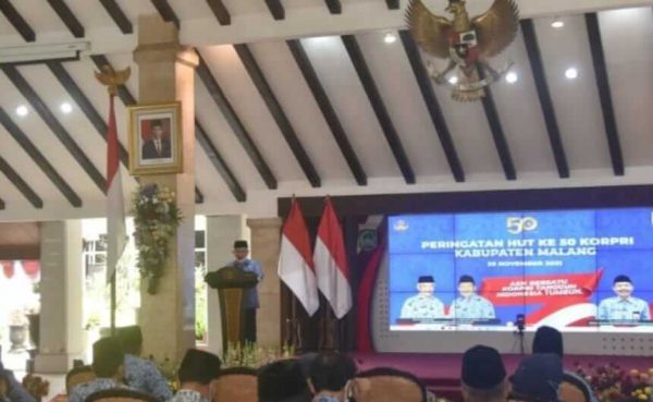 Pimpin Puncak Acara Tasyakuran HUT Ke-50 KORPRI, Bupati Malang Ingatkan Budaya Kerja 5K