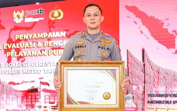 Polres Malang Raih Penghargaan Pelayanan Prima Tahun 2021